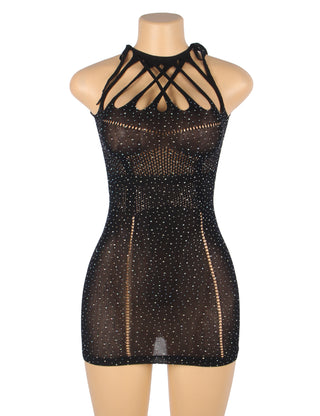 Sparkle Rhinestone Fishnet Dress