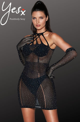 Sparkle Rhinestone Fishnet Dress