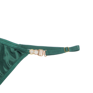 Hollow Cut Halter Bra Set (Green)