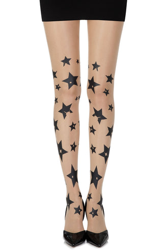 Zohara „Shooting Stars“ hauttransparente bedruckte Strumpfhose