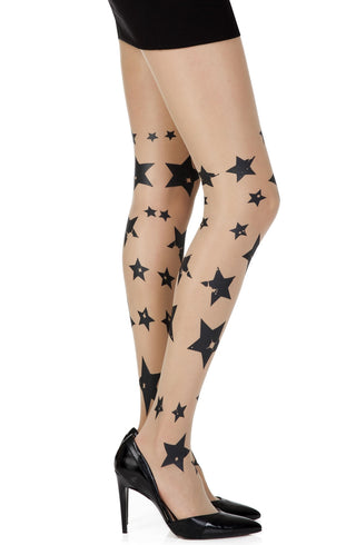 Zohara „Shooting Stars“ hauttransparente bedruckte Strumpfhose