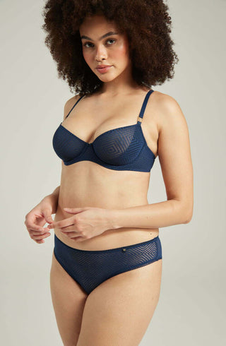 Die Sheer Deco Lift Balcony Bra Navy Up to GG Cup
