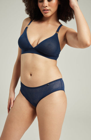 The Sheer Deco Hipster Brief Navy