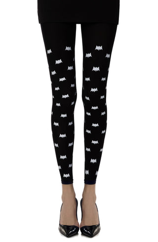 Super Hero Black Print Footless Tights