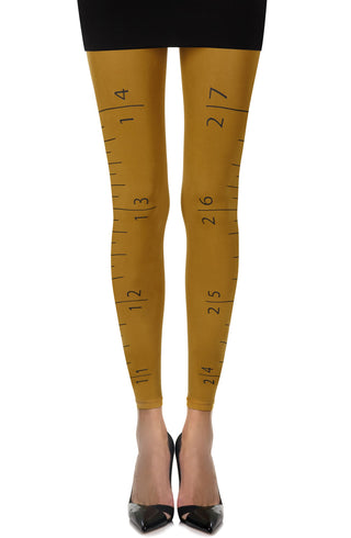 Tape Measure Mustard Footless Tights