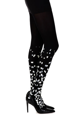 Queen Of Hearts Black Print Tights