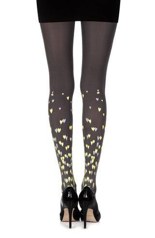 Queen Of Hearts Grey Print Tights