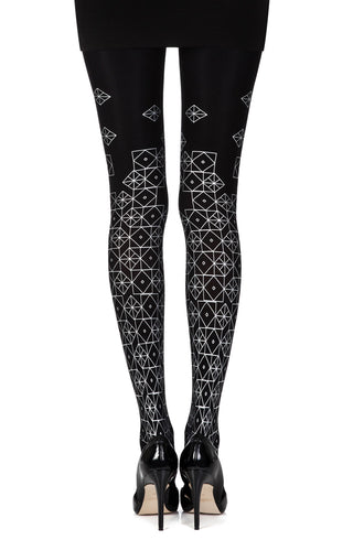 Zohara "Kaleidoskoop" swart druk tights