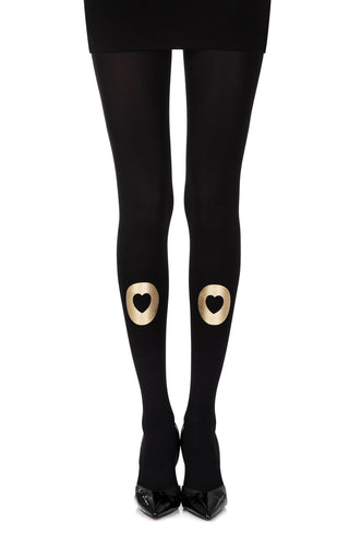 Into My Heart Black Print Tights