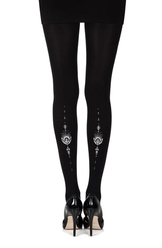 Zohara "Jewel In The Night" swart druk tights