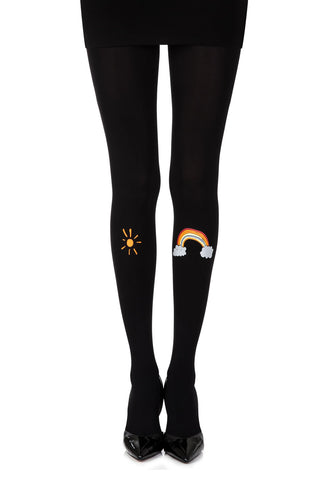 Over The Rainbow Black Print Tights