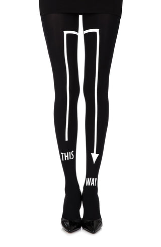 This Way Black Print Tights