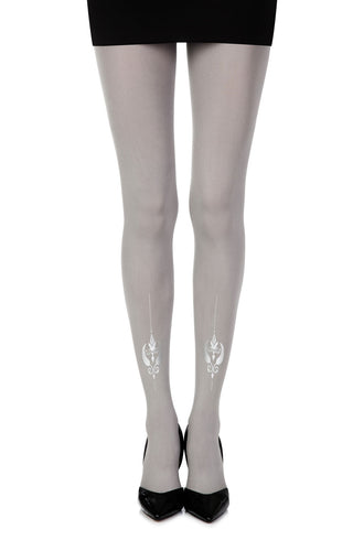 Silver Line Grey Print Tights