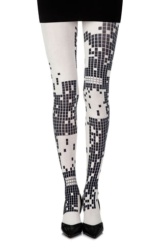 Checkers Cream Print Tights