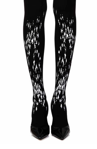 Walking By Black Print Tights