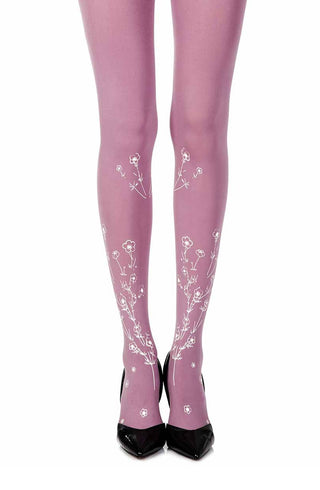 Zohara „Wild Roses“ Strumpfhose mit violettem Aufdruck