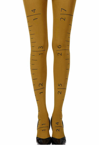 Tape Measure Mustard Print Tights