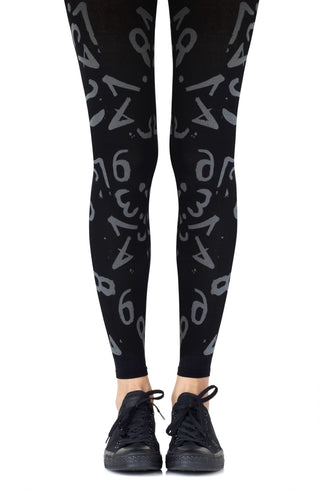 Lucky Number Light Grey Print Footless Tights