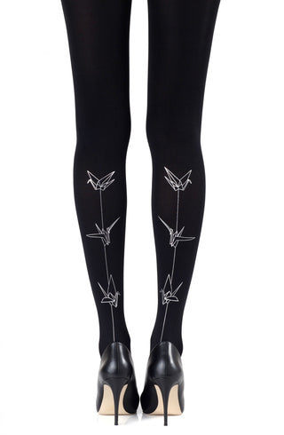 Zohara "Paper Planes" silwer druk tights