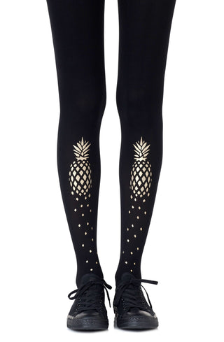 Zohara „If You Like Piña Coladas“ Gold-Print-Strumpfhose