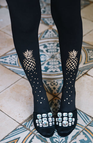 If You Like Piña Coladas Gold Print Tights